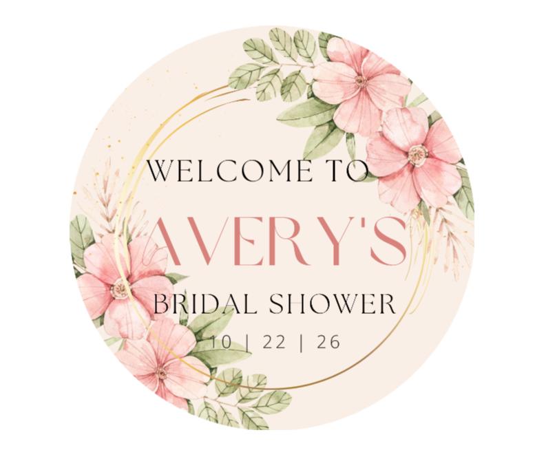 Bridal Shower Chocolate Candy Labels | Custom Floral Chocolate Candy Labels | Personalized Name and Date | 100 Round Stickers