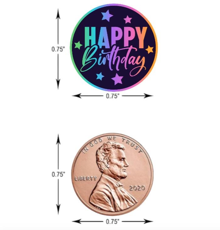 Happy Birthday | Mini Chocolate Candy Labels | 100 Glossy 0.75 Inch Stickers | Party Favors