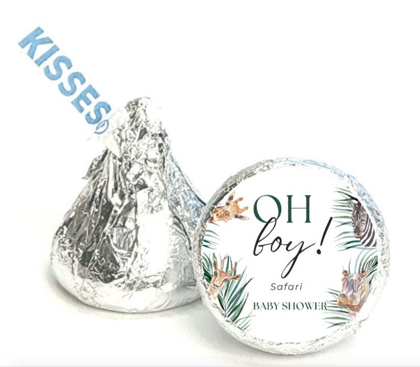 Oh Boy Safari Baby Shower| Chocolate Candy Sticker| 100ct| Glossy| favors