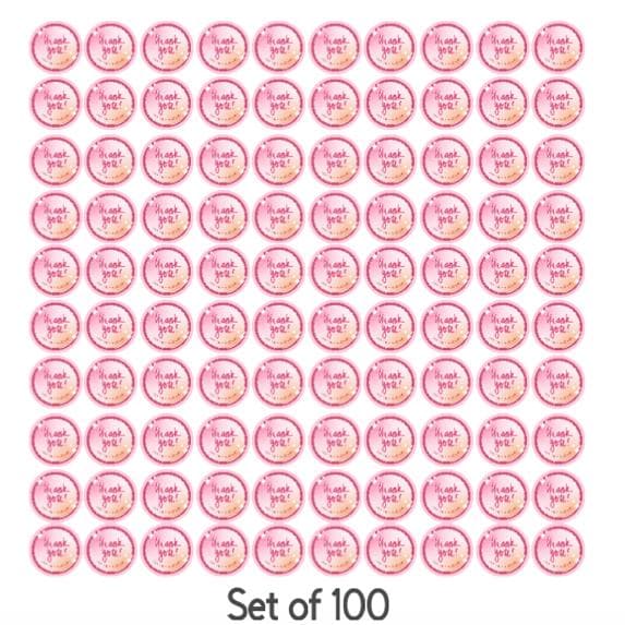 Pink Thank You Stickers for Packages, 2 x 2 inches, Set of 100