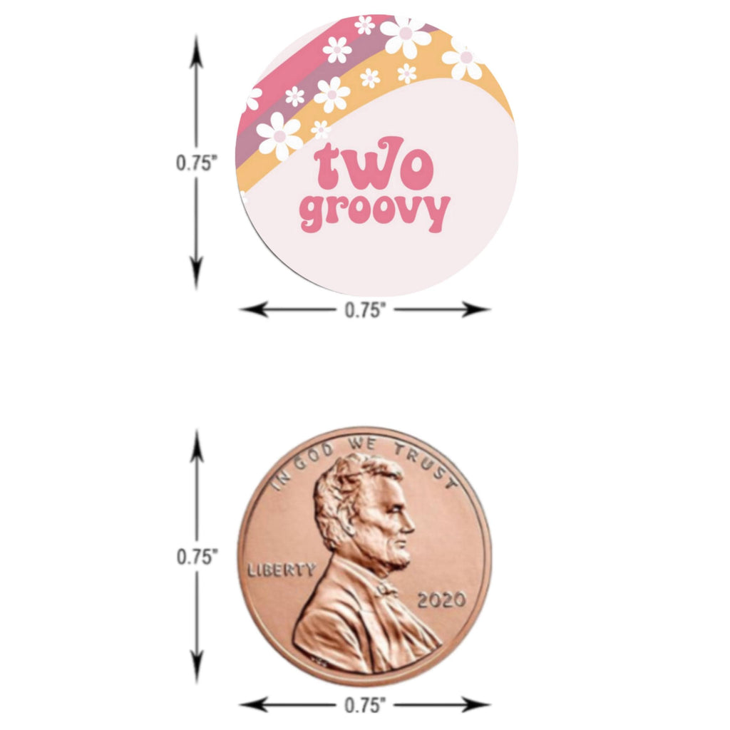 Two Groovy Candy Kiss Stickers | 2nd Birthday Boho Theme | 100 Glossy Peel & Stick Stickers | Durable
