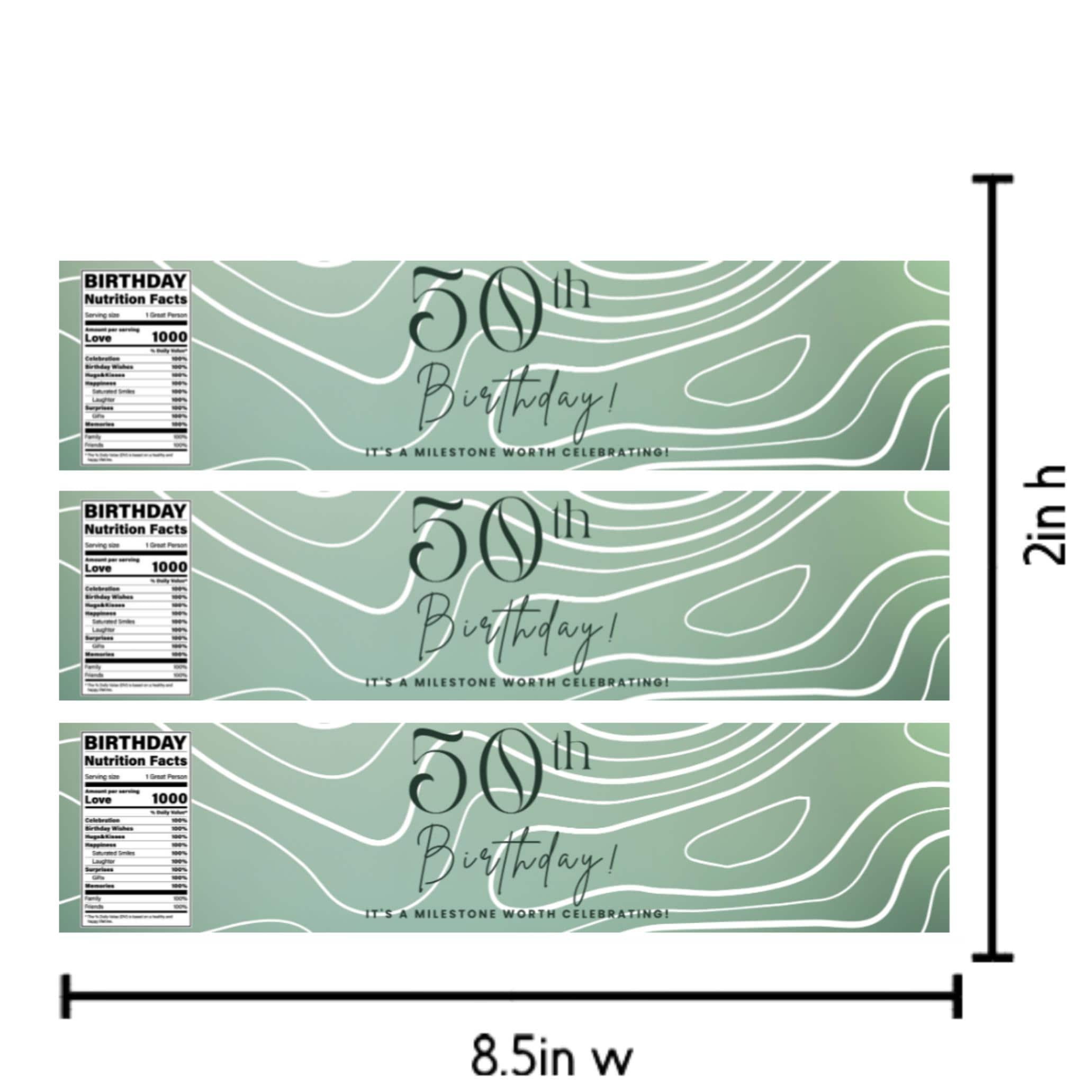 50th Birthday Water Bottle Labels | A Milestone Worth Celebrating | Party Table Decor | Glossy