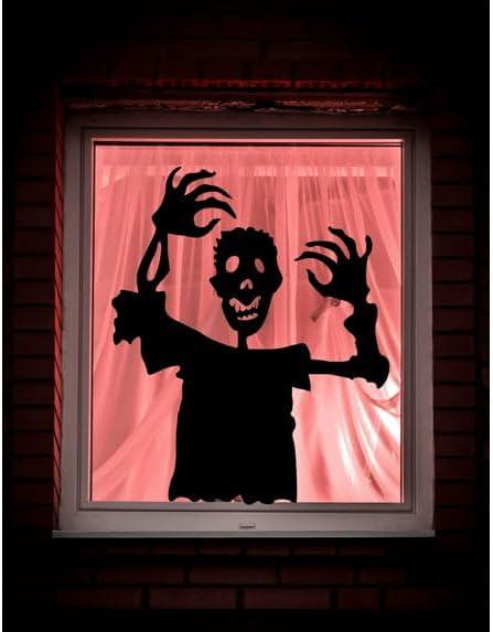 Halloween Window Silhouette Decoration, Zombie Shadow Figure, 11.5 W x 13.559 inches, Black, Reusable