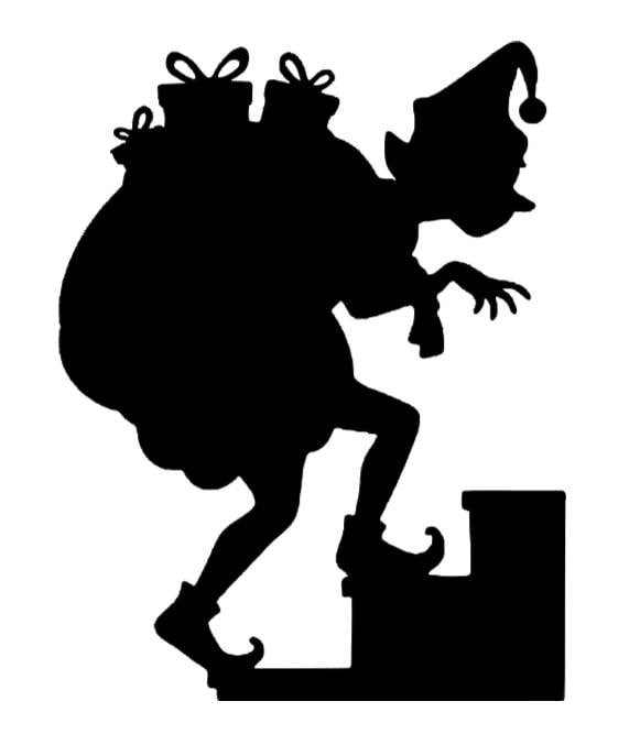 Large Elf Carrying Present Bag Upstairs Window Cling Decal | Reusable| Christmas Decals| Holiday| 15H