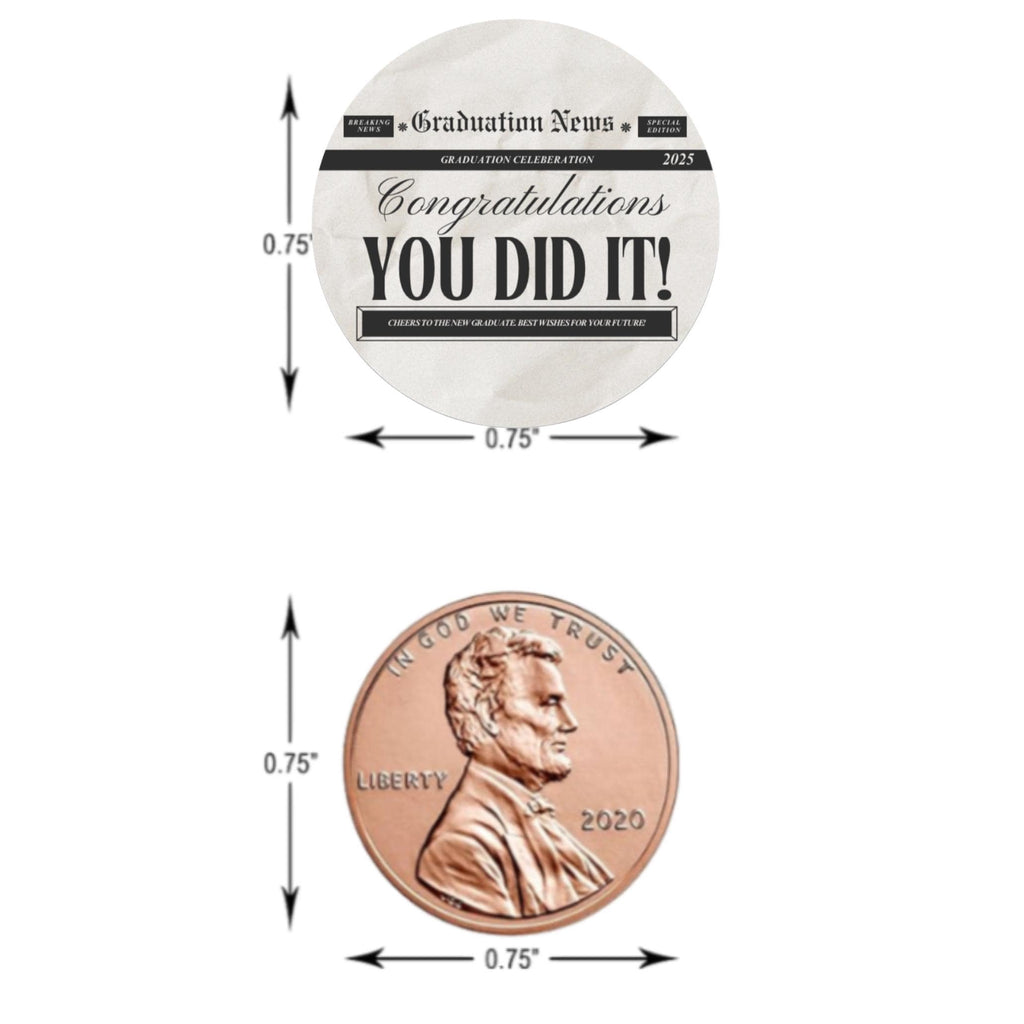 Graduation Candy Stickers | Congratulations You Did It | 100 Glossy Chocolate Kiss Labels |