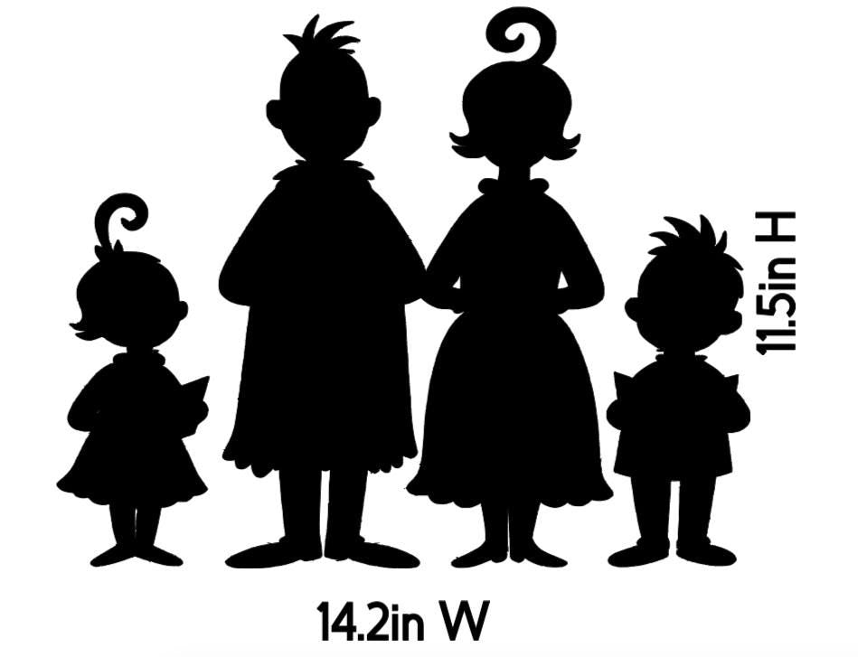 Elf Family Window Cling Decals | Large Christmas Silhouette Decals | Reusable|14.2 W|Christmas Window Display