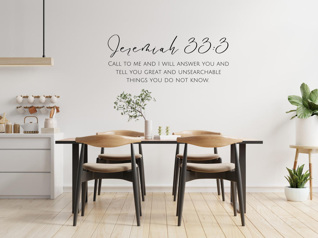 Jeremiah 33:3 Bible Verse Wall Art | Faith Based Motivation | Vinyl Wall Decals