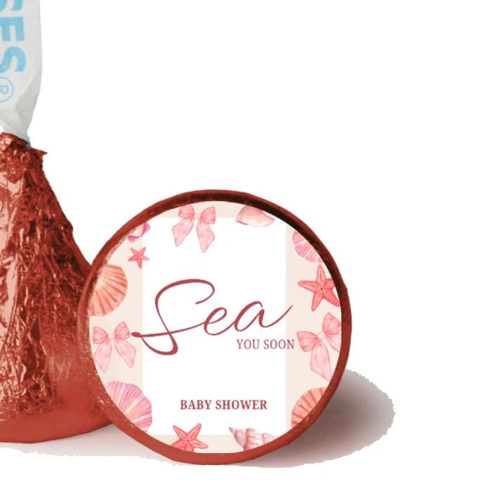Sea You Soon | Ocean Theme Baby Shower Candy Stickers | Baby Shower Favors