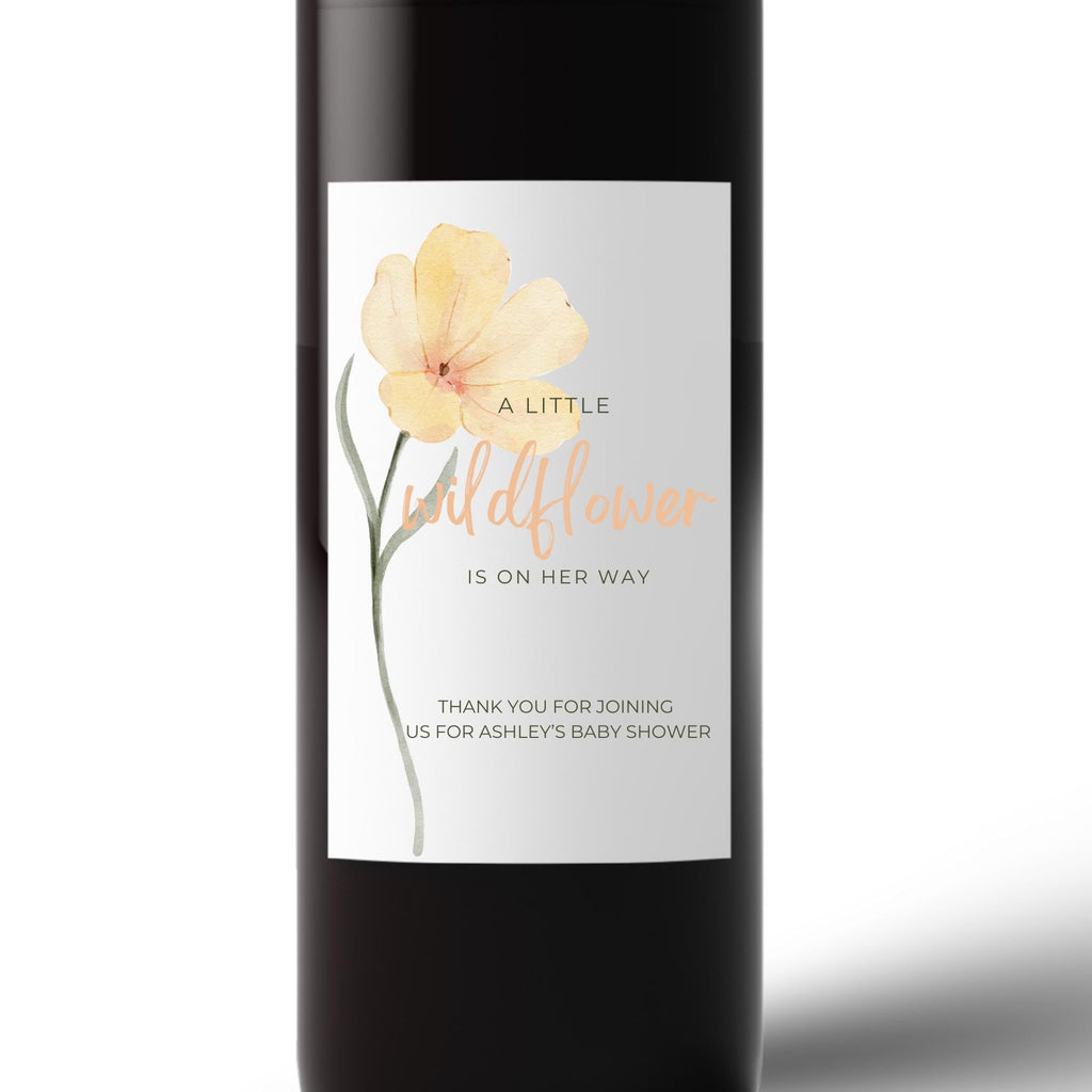 Baby Shower Wine Bottle Labels | Personalized Party Table Decor | Set of 4
