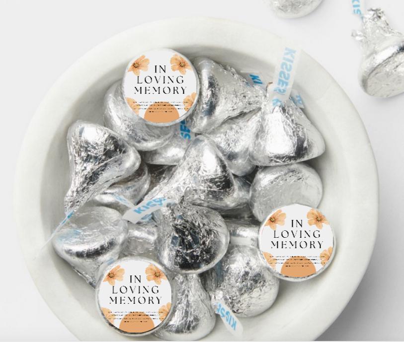 In Loving Memory | Funeral Chocolate Candy Kiss Labels | Candy Stickers | 100ct