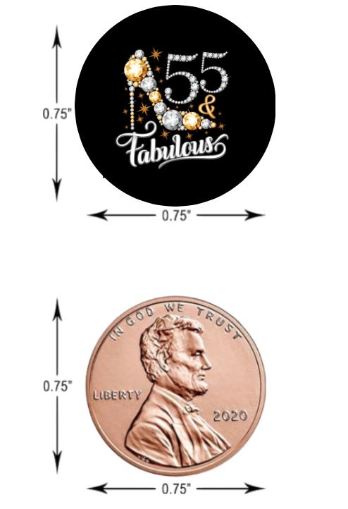 55 and Fabulous Kisses Candy Stickers | 100ct |Glossy| 55th Birthday| 0.75| Party Favors