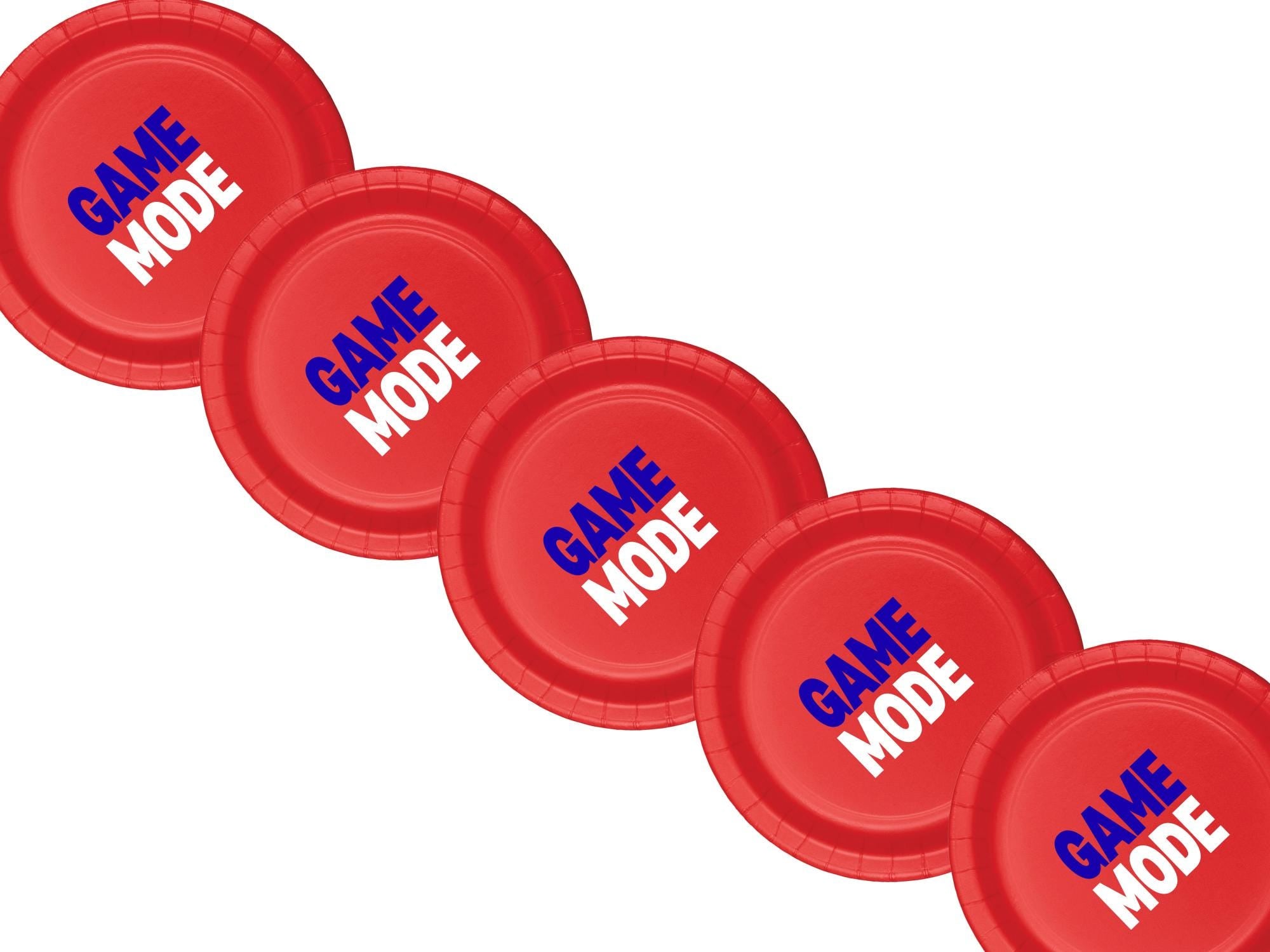 Gamer Party Plates | Game Mode Red Paper Plates | Party Table Decor