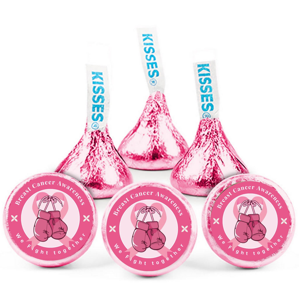 Breast Cancer Awareness Stickers | We Fight Together Candy Labels | 100 Chocolate Candy Kiss Stickers