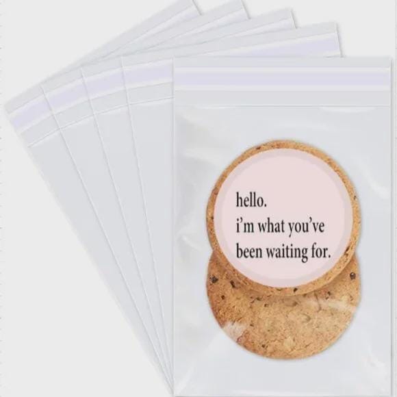 Decorative Round Sticker Labels, 2 Inch, Pink Hello Message, 60 Pack