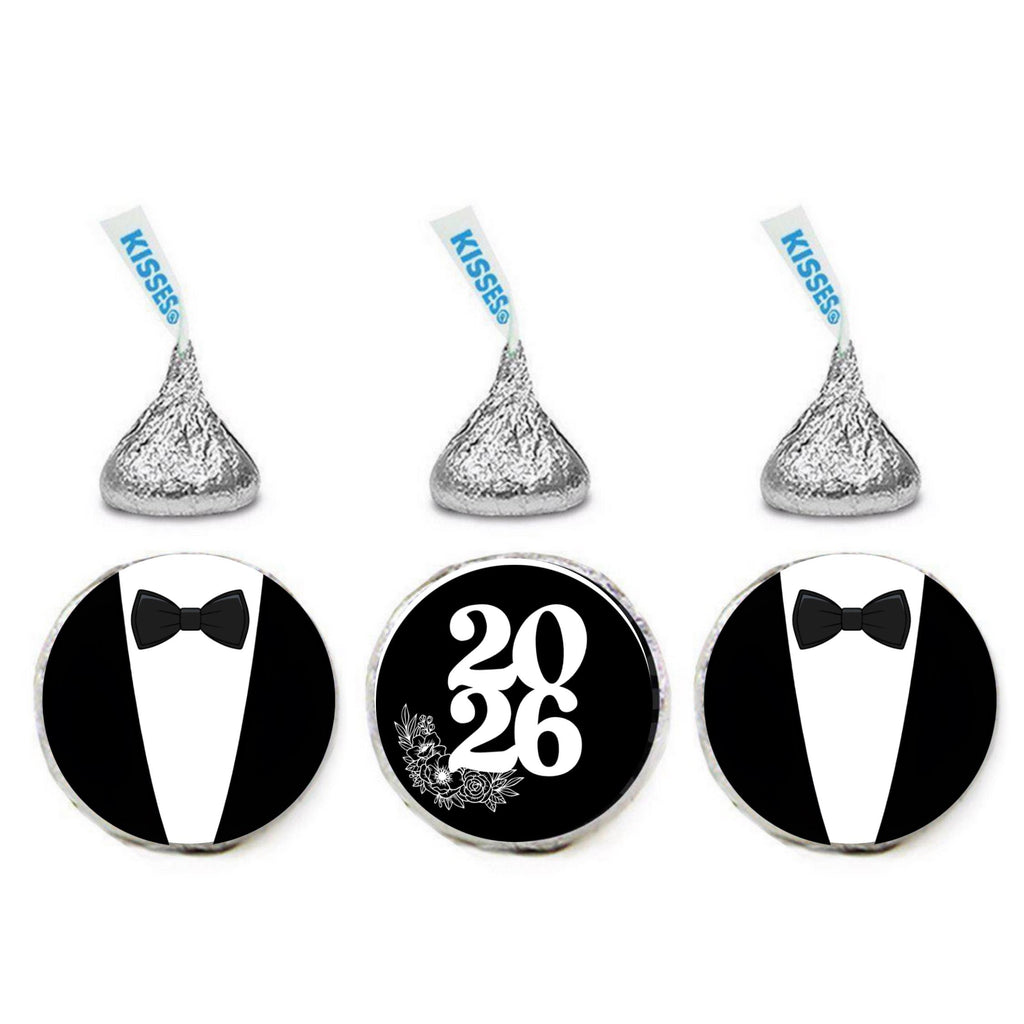 2026 Prom Candy Stickers | 100 Glossy Candy Kiss Labels | 0.75in Peel & Stick | Durable Self Adhesive