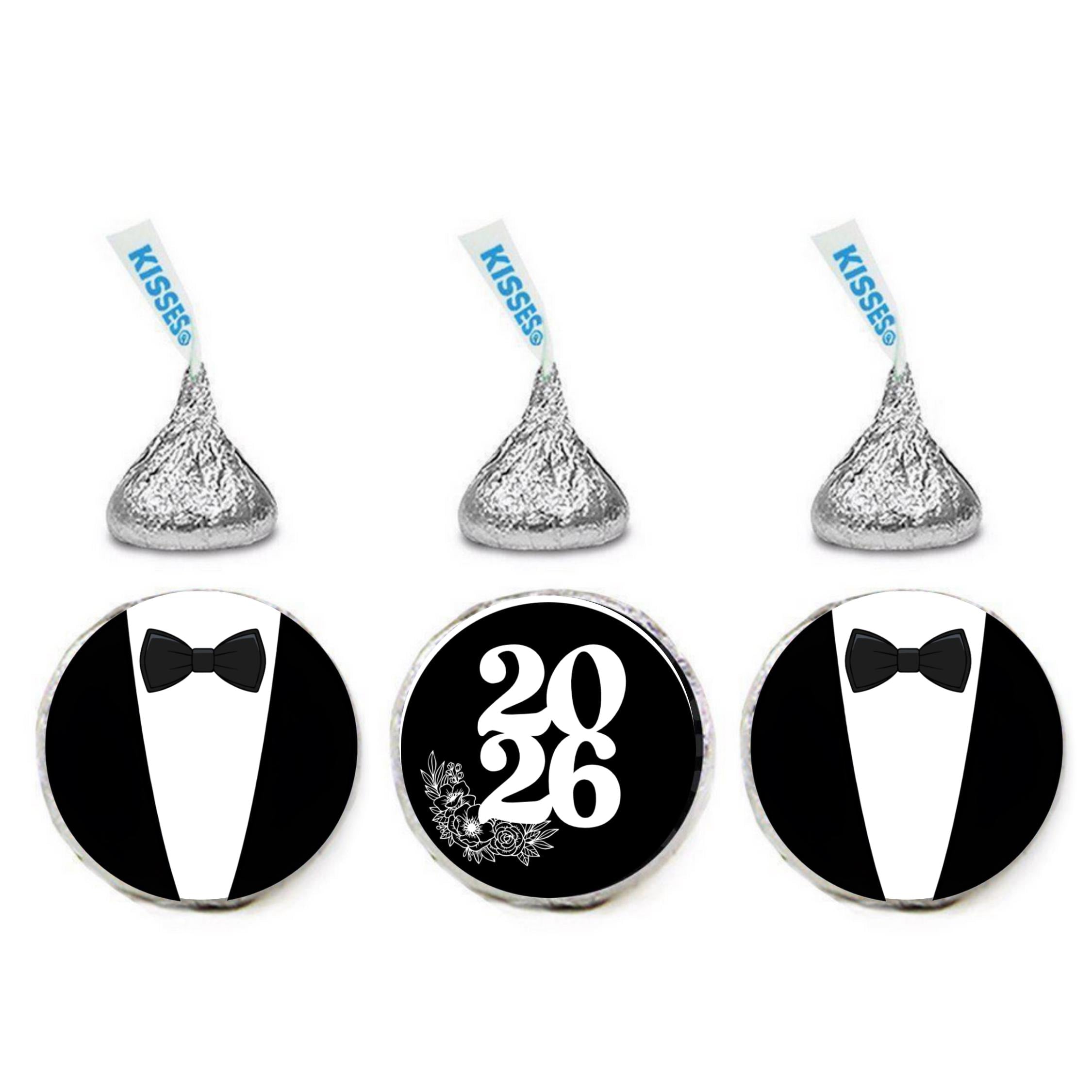 2026 Prom Candy Stickers | 100 Glossy Candy Kiss Labels | 0.75in Peel & Stick | Durable Self Adhesive