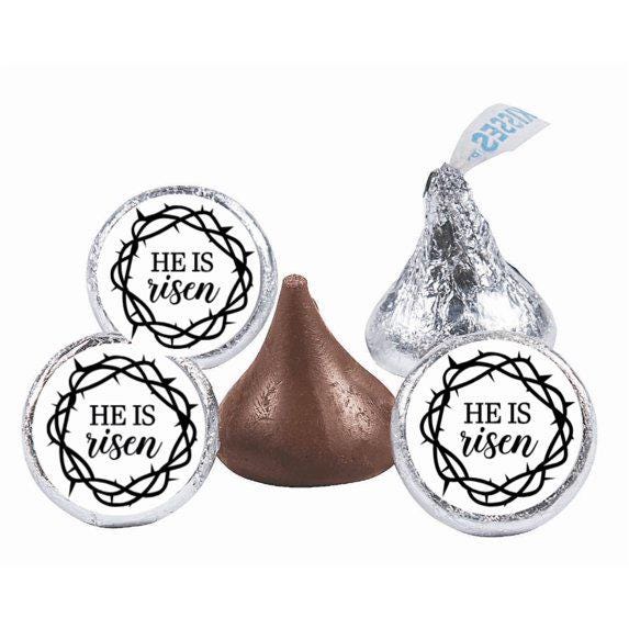 He is Risen Easter Candy Stickers, Religious Chocolate Labels, 0.75 inch, 108 Count