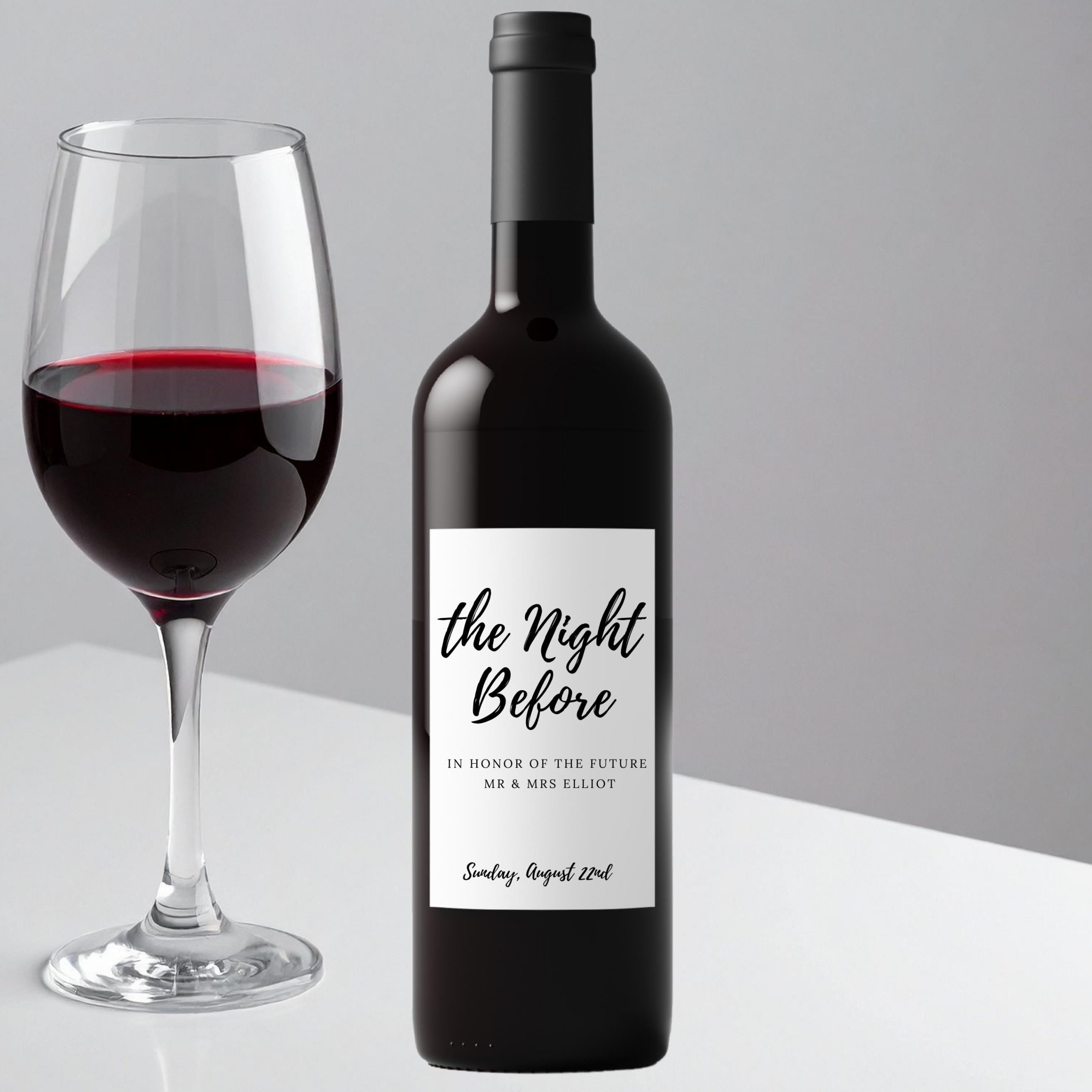 Personalized Bridal Shower Wine Bottle Labels | The Night Before Theme | Custom Mr and Mrs Name | Set of 4| Party Table Accent