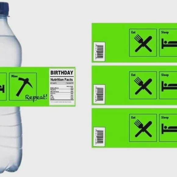 Pixel Character Water Bottle Labels | Gaming Party Favors, 12-Pack