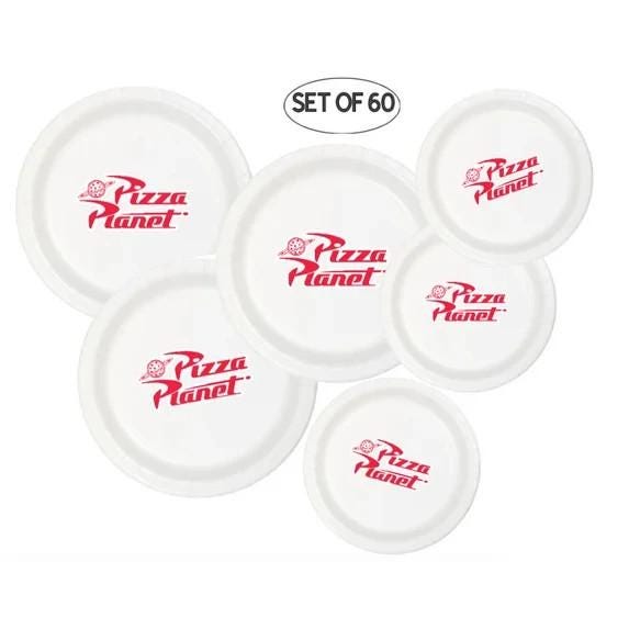 Pizza Planet Paper Plates Set of 60, 9-inch Dinner Plates and 7-inch Dessert