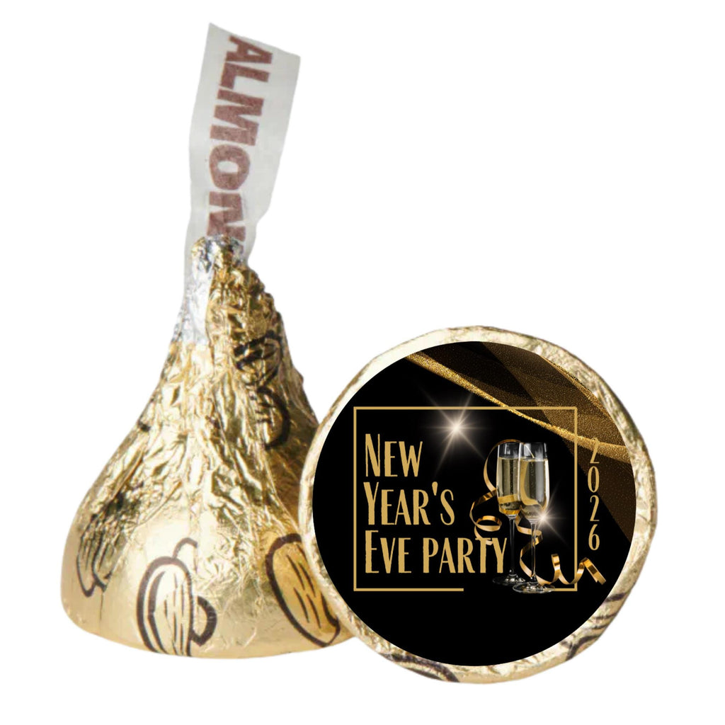 Happy New Year 2026 Candy Stickers | 100 Glossy Party Labels | Peel & Stick Chocolate Wraps | Self-Adhesive