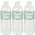 Thank You Water Bottle Labels | Green Floral Design | 12 Count | Event Decorations