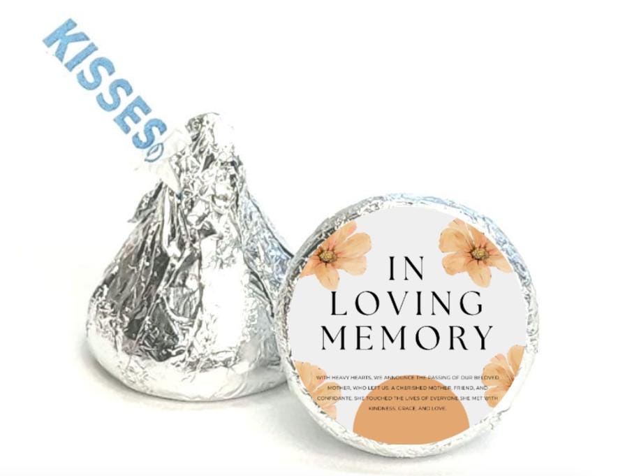 In Loving Memory | Funeral Chocolate Candy Kiss Labels | Candy Stickers | 100ct