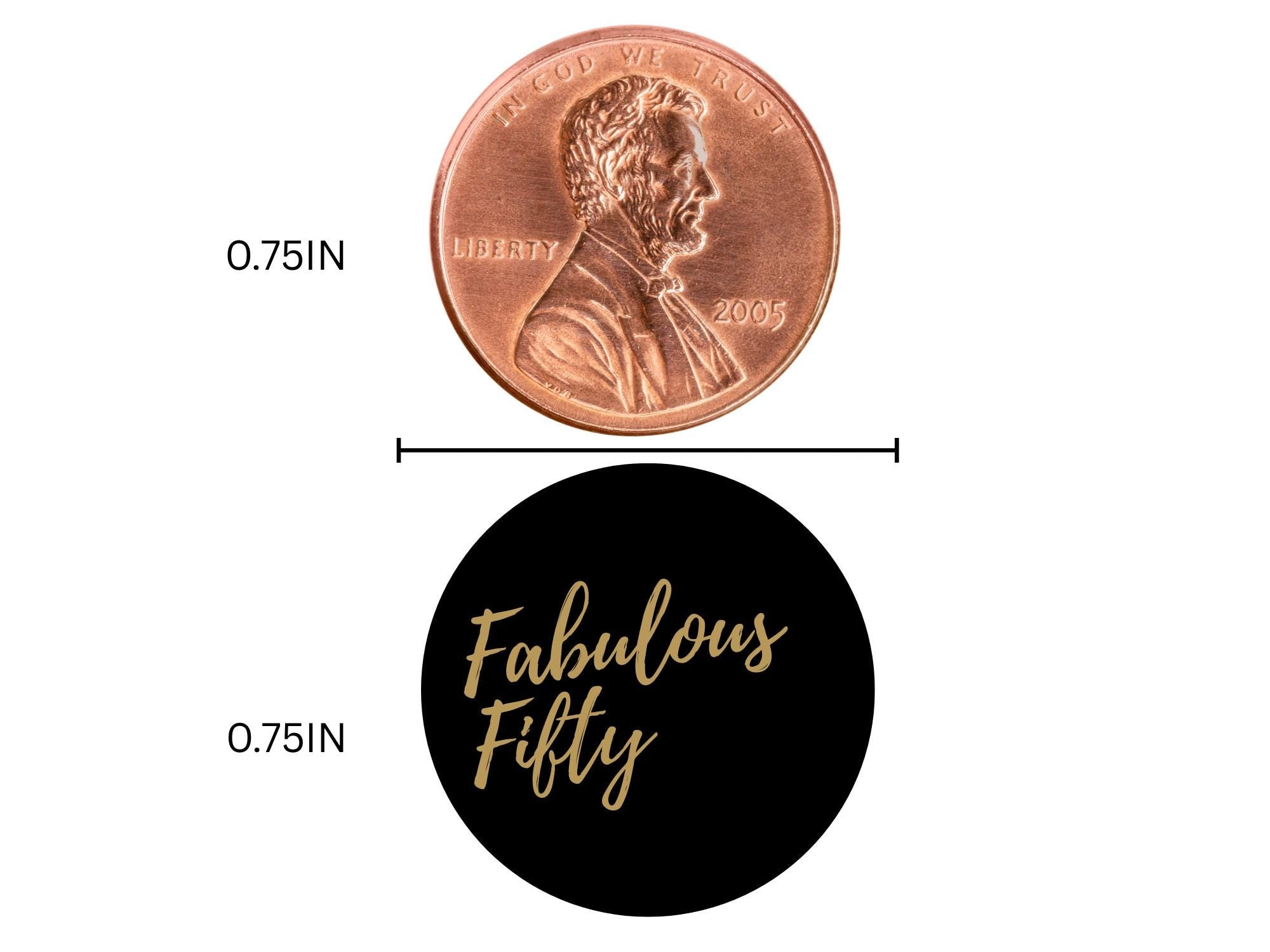 Fabulous Fifty Candy Kiss Stickers | Black Gold 50th Birthday Theme | 100 Pack