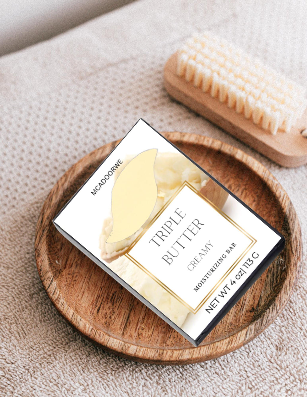Creamy Triple Butter Bar | Organic Shea Mango Cocoa Soap | Luxurious Handmade 4 oz Bar