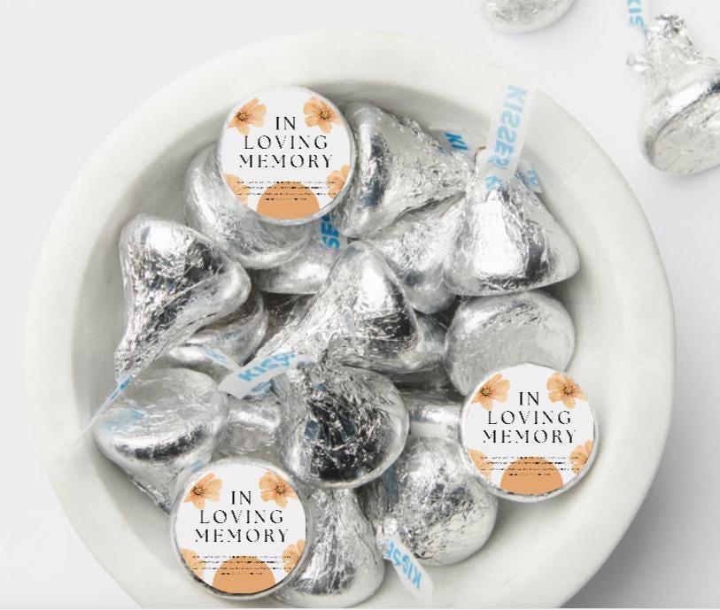 In Loving Memory | Funeral Chocolate Candy Kiss Labels | Candy Stickers | 100ct