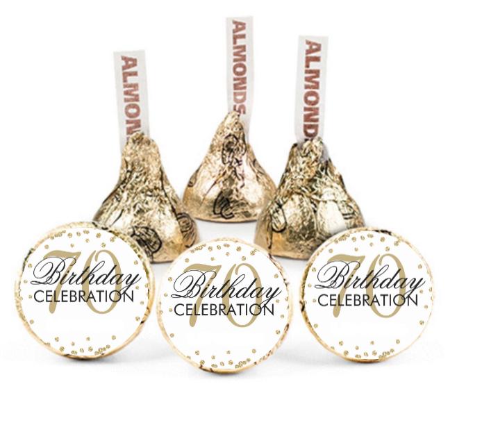 70th Birthday Celebration Mini Candy Labels | Set of 100| Glossy| 0.75in
