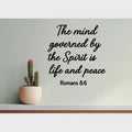 Religious Wall Decal, Romans 8:6 Bible Verse Quote, 11.5x12 inches, Black Script