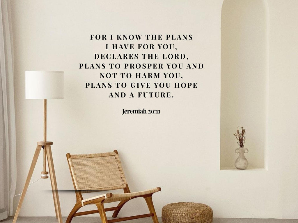 Jeremiah 29:11 Bible Verse Wall Art | Faith Based Motivation | Vinyl Wall Decals
