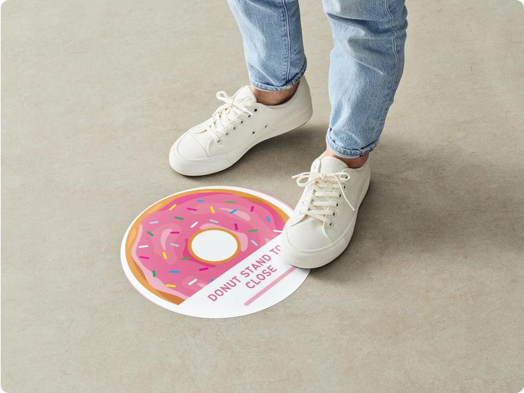 Fun Donut Theme Floor Stickers | 6x6 Vinyl Decals | Removable Set of 4