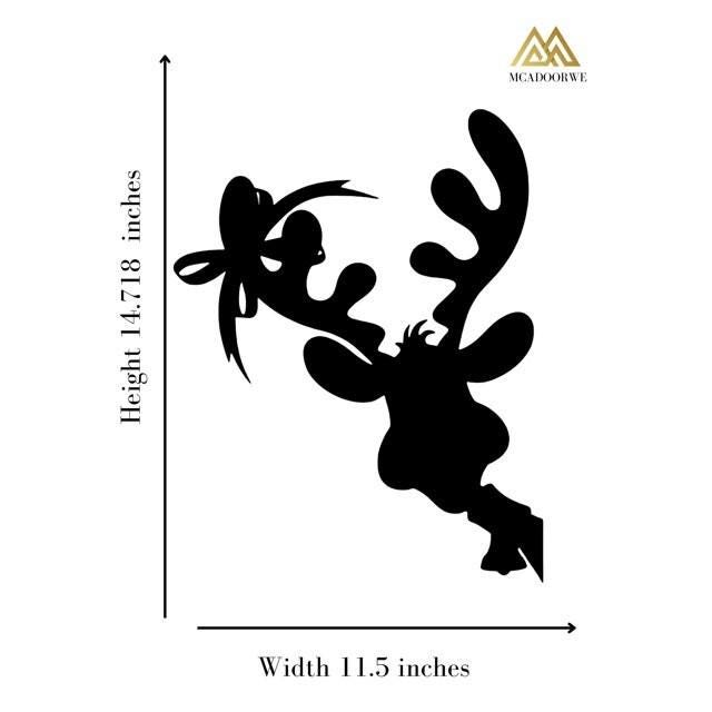 Peeking Reindeer Christmas Window Cling silhouette Decal:Large Christmas Decor