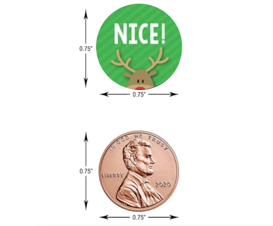 Naughty and Nice Kisses Candy Stickers | 100pcs|Glossy| Christmas Party Favors | 0.75in
