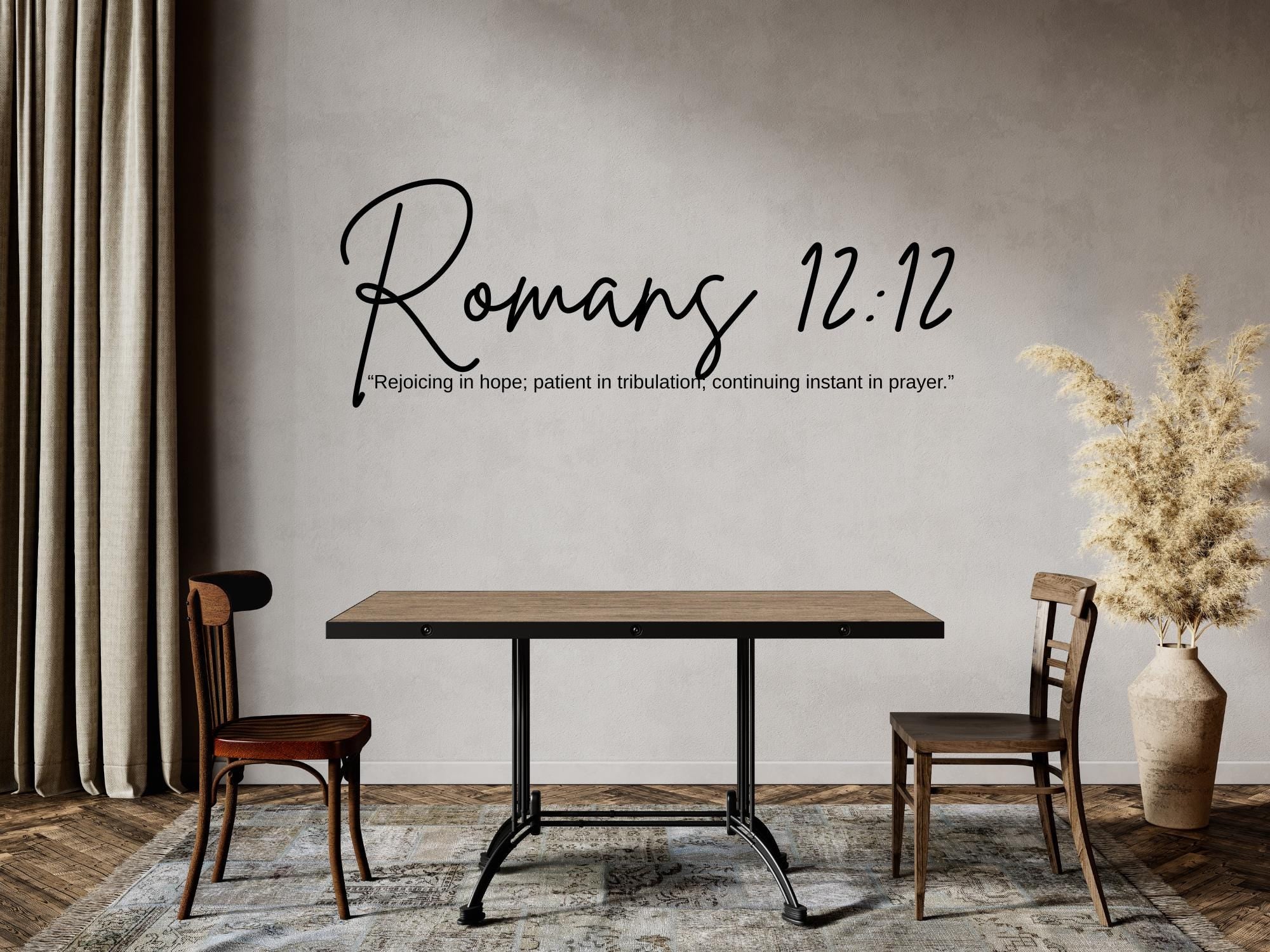 Romans 12:12 Bible Verse Wall Art | Faith Based Motivation | Vinyl Wall Decals