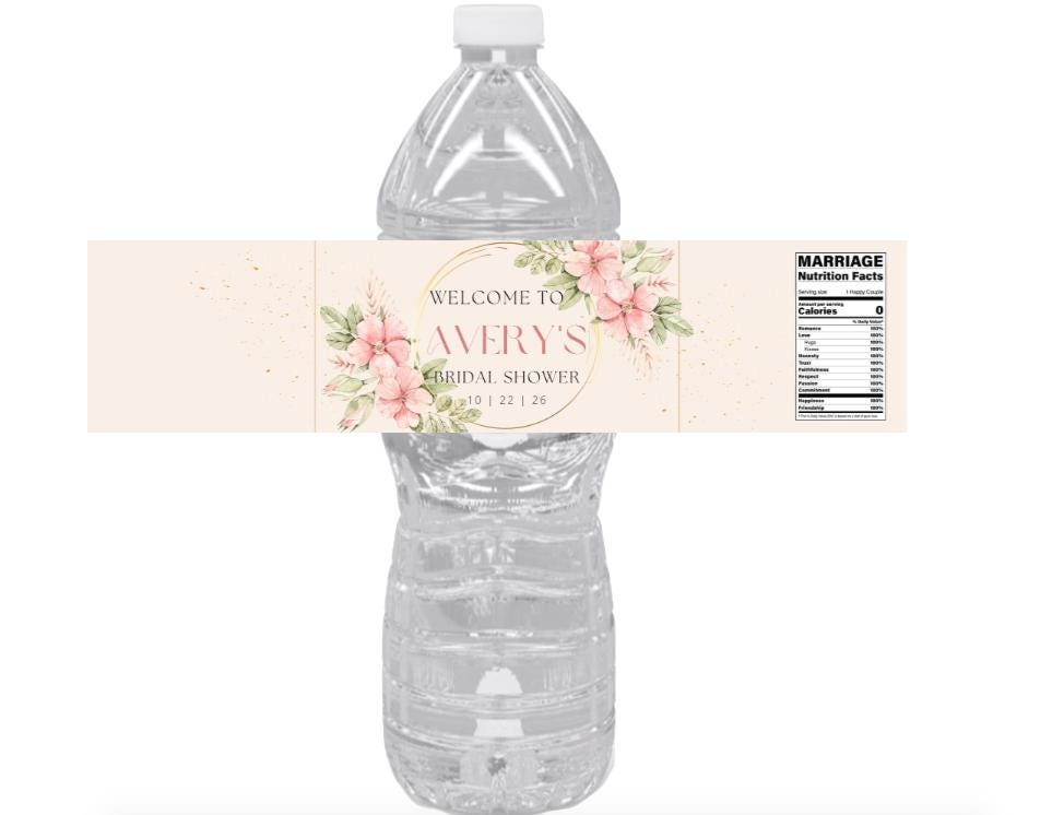 Personalized Floral Bridal Shower Water Bottle Labels | Welcome to My Bridal Shower | Custom Name and Date |12pcs