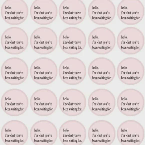 Decorative Round Sticker Labels, 2 Inch, Pink Hello Message, 60 Pack