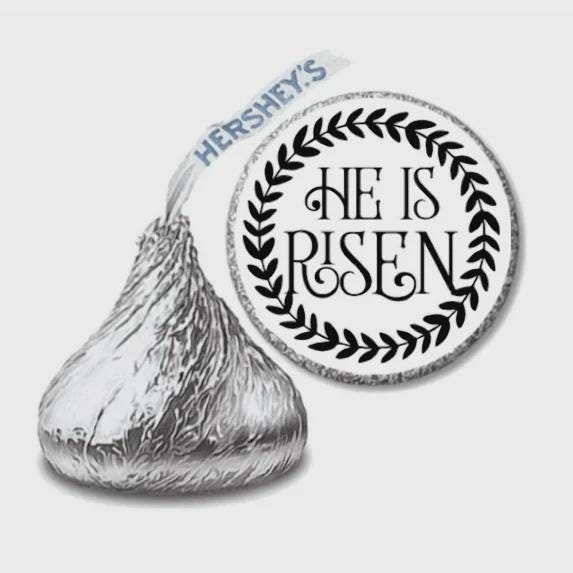 He is Risen Easter Chocolate Stickers, Religious Candy Decorations (Set of 100)