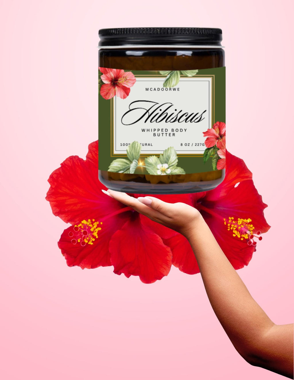 Hibiscus Whipped Body Butter | Shea Mango Cocoa Body Butter | 8oz | Handmade