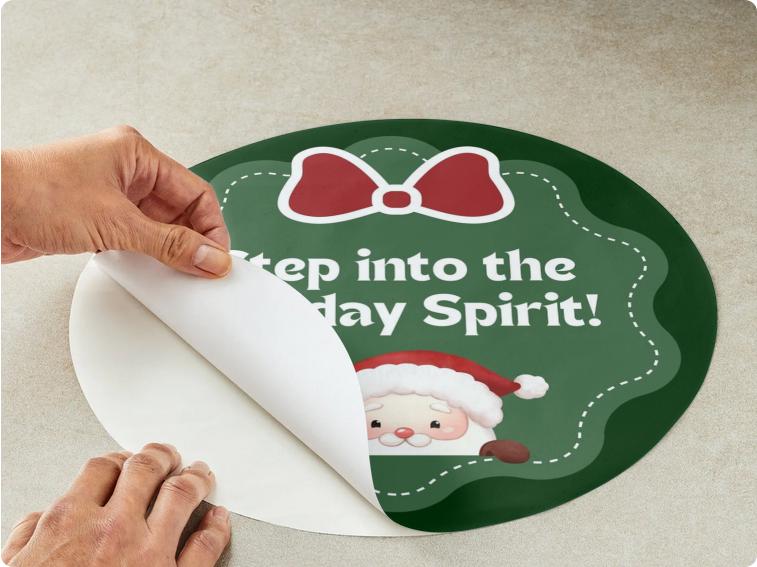 Step Into the Holiday Spirit Christmas Floor Decals | 6x6 Vinyl Removable Stickers | Set of 4