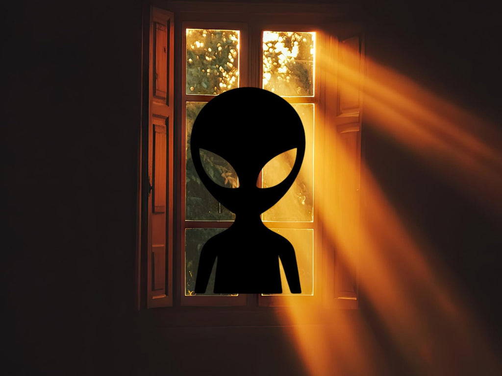 Reusable Alien Window Cling Decal | Large Silhouette Peel and Stick | 11.5 x 20 in