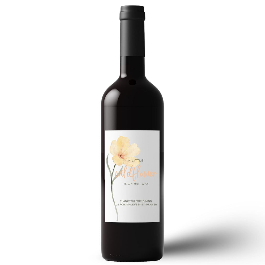 Baby Shower Wine Bottle Labels | Personalized Party Table Decor | Set of 4