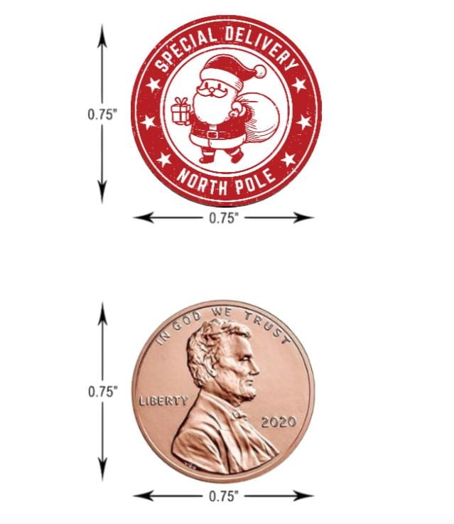 Santa’s Special Delivery Mini Candy Labels | North Pole Christmas Stickers | 100ct| 0.75in