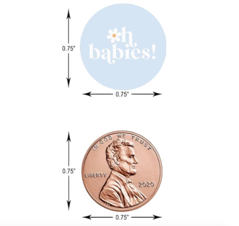 Twins Baby Shower Mini Chocolate Labels | Ohh Babies| Blue| 100ct| 0.75in