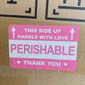 Pink Perishable Shipping Labels, Handle with Love, This Side Up, Set of 40