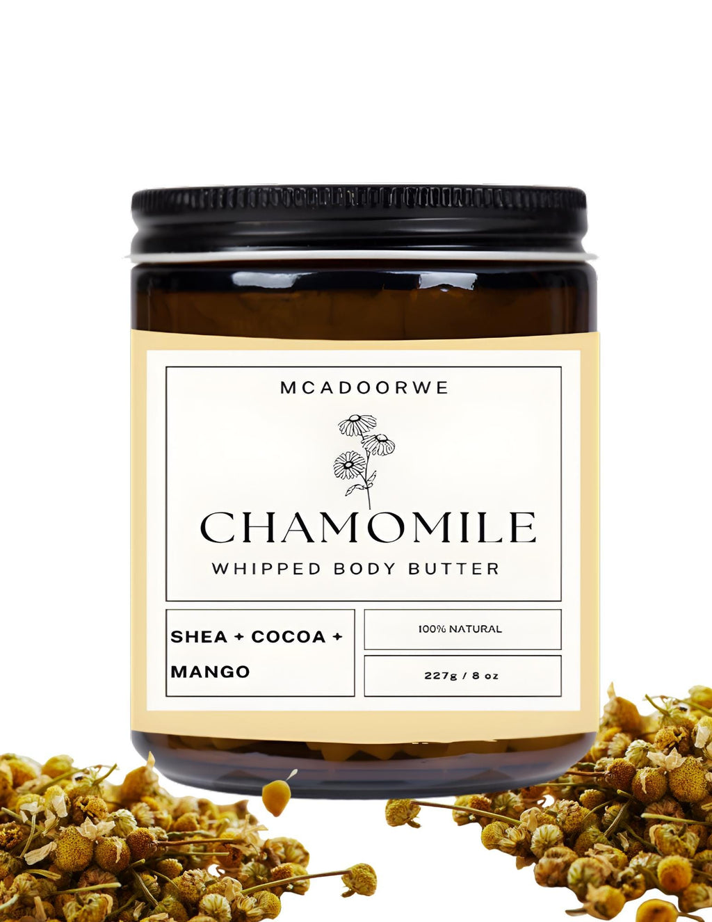 Chamomile Whipped Body Butter | Handmade Organic Shea Mango Cocoa Blend |8 oz|Natural
