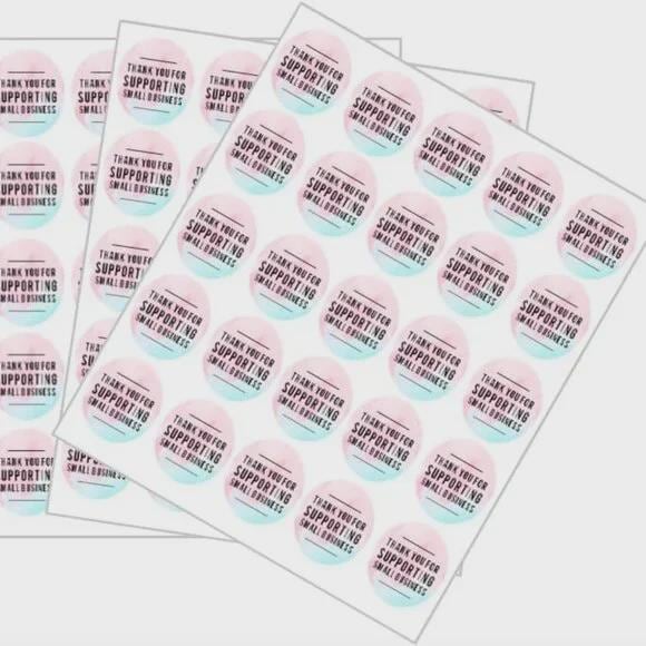 Thank You for Supporting Small Business Stickers, 2 Inch Round, 60 Pack