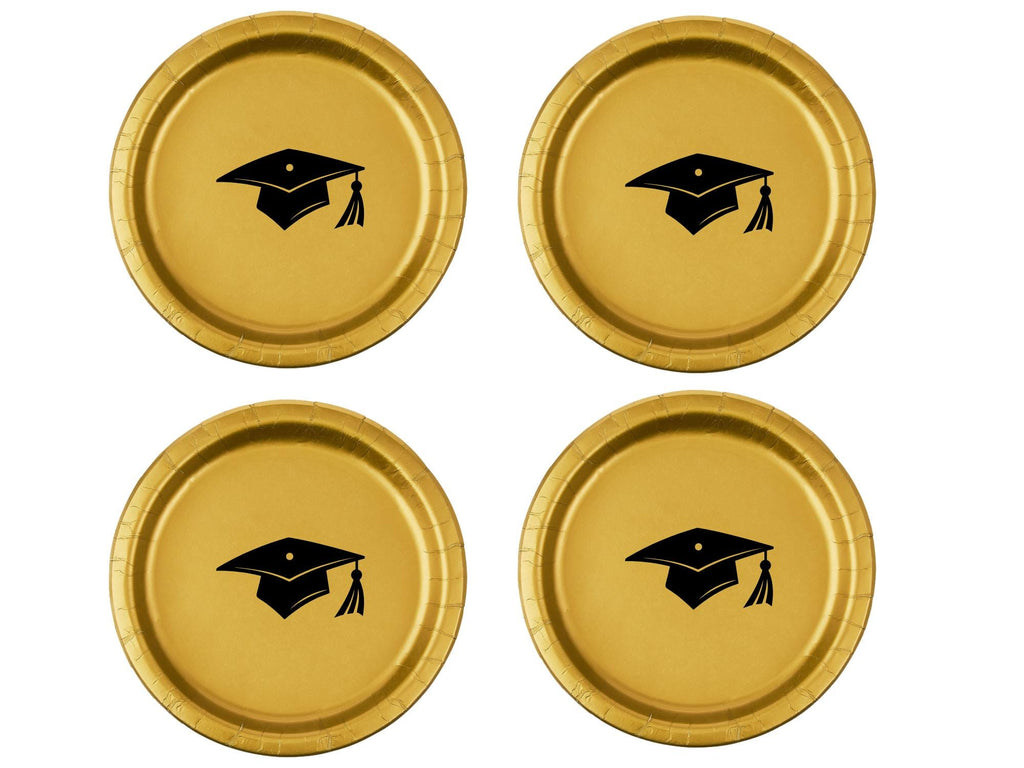 Graduation Party Paper Plates Set | Gold Tableware | 40 Piece Kit